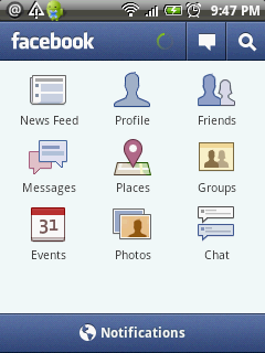 Facebook Mobile Home Screen