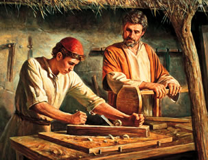 Jesus Christ as a boy carpenter